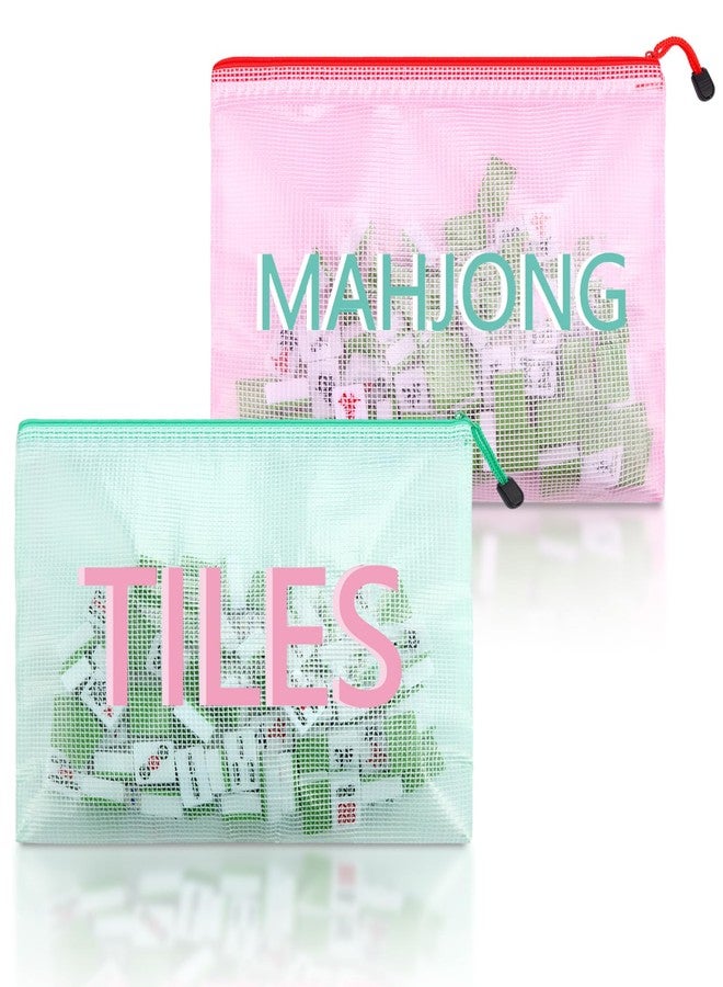 SilTriangle 2 Pack 13.6 x 9.7 Inch Empty Mahjong Tile Bag American PVC Clear Mahjong Case Size 166 Waterproof Zippered Storage Tile Holder Rack Bag for Game Lover Gift Travel, Case Only - Image 1